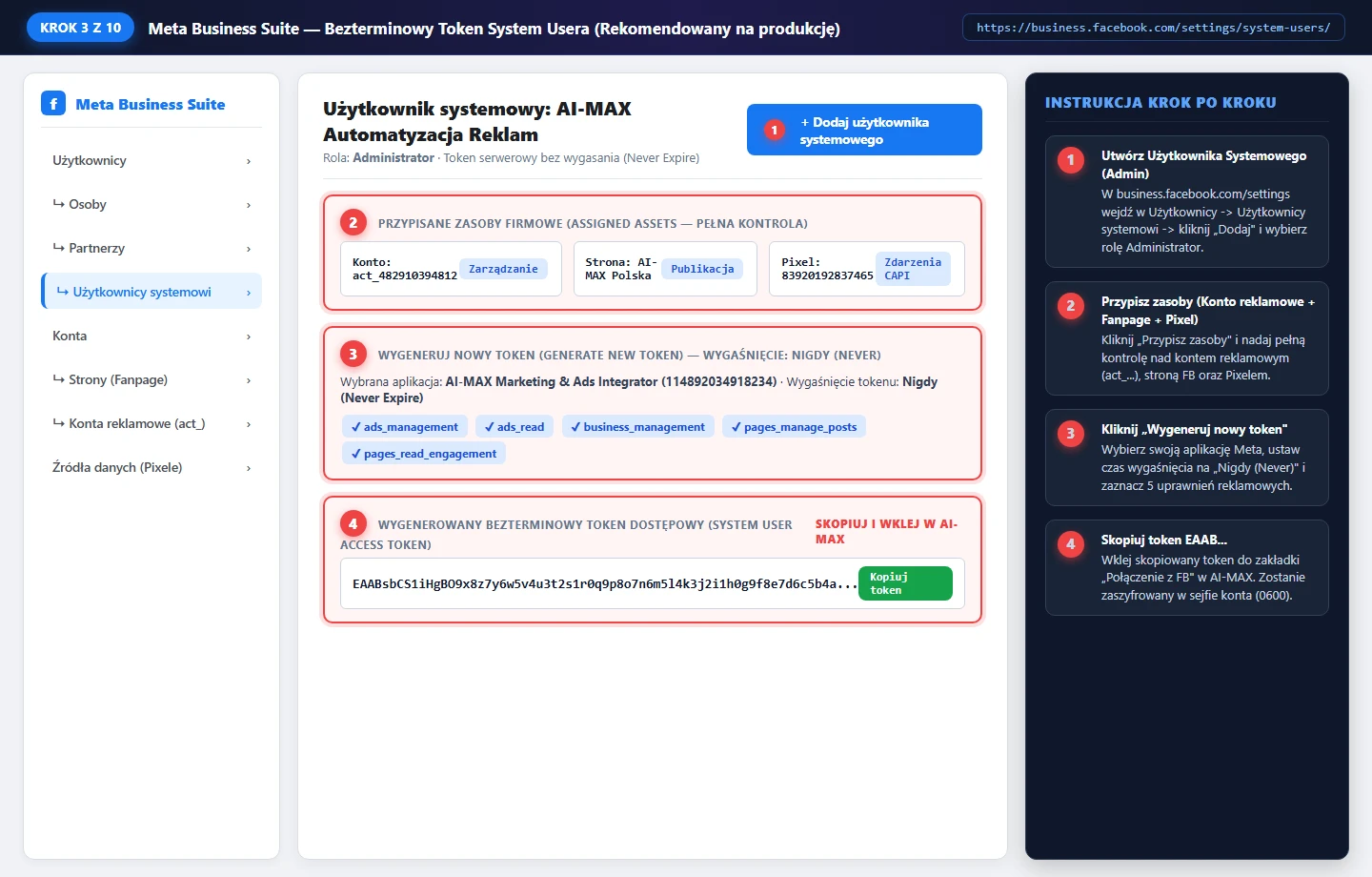 Krok 3 — Meta Business Suite System User Token